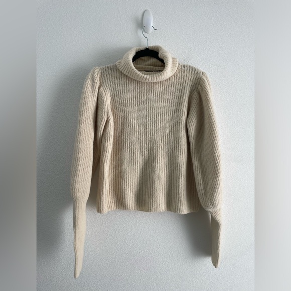 Nasty Gal Sweaters - NWT Nasty Gal camel cream fold over turtleneck sweater balloon sleeves | S/M